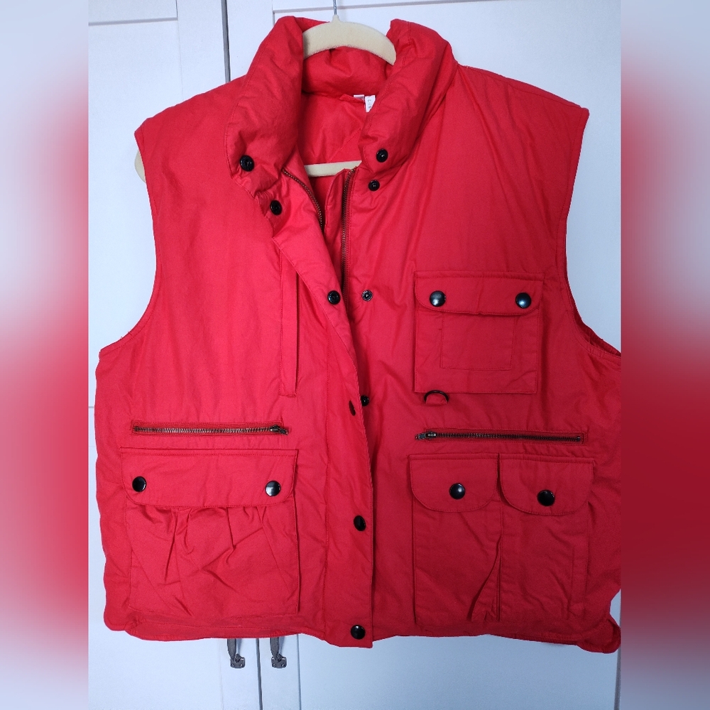 Men's Foxland Goose Down Vest Red Size Medium Unworn Top Quality Warm 8 Pockets